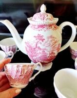 Ritka,antik Wood&Sous Seaforth pink porcelánok