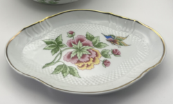 Hollóházi Hortenzia mintás, aranyozott szegéllyel ellátott 18 cm-es hamutál
