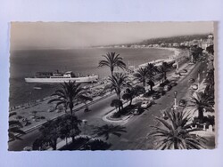 Régi képeslap Nizza – Angol sétány- Francia Riviéra - hajó - oldtimerek