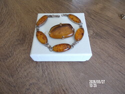 Borostyán karkötő (ajándék brossal)
