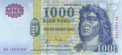 1000 forint 2002 "DB" egy gyenge hajtás középen