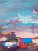 BALATON, BADACSONY LILÁS SZÍNŰ, JELZETT SZILVÁSY, OLAJ, VÁSZON TÁJKÉP FESTMÉNY 50 X 40 CM