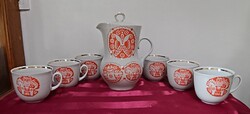 Szovjet Poltavai porcelán igazi retro teás készlet, bohócos-lovacskás-baglyos-galambos motívummal