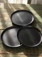Pizza tányér szett (3 db) – prémium matt fekete stoneware, 27 cm