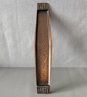 László Dömötör (1914-1995) Large Brutalist Bronze Art Metal Tray - 40 cm