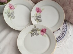4 db süteményes tányér bazsarózsa mintás Alfödi porcelán 19 cm