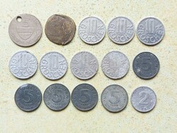 Ausztria 15 db Különböző Érme 2 5 10 50 Groschen 5 Schilling 1950-1992
