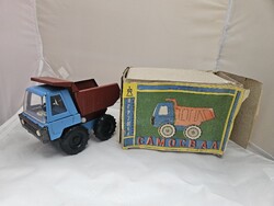Szovjet, retro (70-80-as évek), szoci lemez játékautó, Kamaz billencs,  Új játszatlan szovjet gyártm