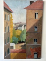 Házak a hegyoldalban, nagy méret 64x99 cm