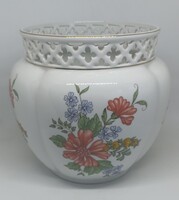 Zsolnay porcelán virágos áttört kaspó!
