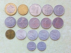 Olaszország 17 db Különböző Érme 5 10 20 50 100 200 1000 Líra 1951-1998