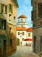 Akciós ár: Lantos György: Mediterrán utcarészlet 40x30 cm