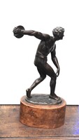 Diszkoszvető bronz szobor márvány talapzaton 1920-as évekből!