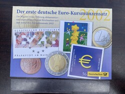 -AX542- Németország 2002 J Hamburg első euró forgalmi sor készlet bélyeg mappa érmék Euro Kursmünzen