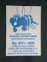 Playing card calendar, Füles Ferenc, insect, rat, mouse poison, New, graphic, advertising figure, 1983 (5)