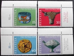 Sv1031-4s / Svájc 1974 Pro Patria : Archeológia bélyegsor postatiszta ívsarki
