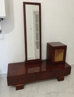 Art Deco / Orientalista stílusú vintage előszobabútor tükörrel  Különleges megjelenésű, prémium