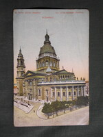 Képeslap,Budapest,Szent István Bazilika,templom látkép,részlet,Párisi nagy áruház kiadás Bp.,1915-