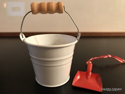 VÖDÖR + LAPÁT - FÉM - ÚJ - vödör - 7 x 6 cm + FÜL - lapát - 7 x 4 cm  - OSZTRÁK - HIBÁTLAN
