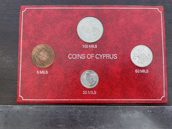 -AX534- Ciprus forgalmi sor érme készlet szett díszkartonban érmék 5-25-50-100 Mils pénz kollekció