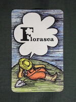 Kártyanaptár,Florasca virágföld,Sopron talajerő gazdálkodási váll,grafikai, 1984   (5)