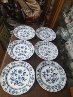 Alt Német,Germany Kardos Meissen 1815-1824,Hagymamintás 6 Darabos Porcelán Tányér Készlet.21.5 cm.