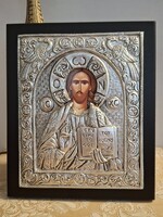Jézus Krisztus Ortodox ikon fatáblán , jelzett darab  23 x 27,5 cm