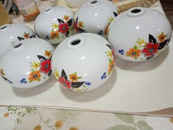 Retro kalocsai mintás 6 karú csillár komplett porcelán garnitúra / alkatrészek