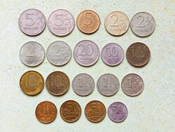 Oroszország 19 db Különböző Érme 50 Kopek 1 2 5 10 20 Rubel 1991-2012
