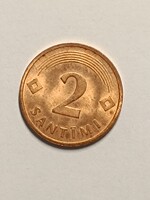 Lettország 2 santimi 1992 szép