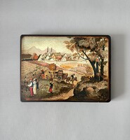 Gyűjtői Anton Pieck fa fali plakett – Szüret, 1970-es évek