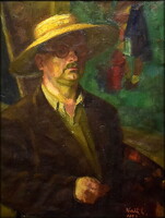 Weith László (1914–1973) ÖNARCKÉP SZALMAKALAPBAN 1958
