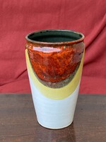 PÁZMÁNDI ANTAL (PA) - JELZETT, RETRO, SZIVAR ALAKÚ KERÁMIA VÁZA 23 CM