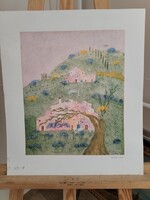 Giancarlo Bettis (1936-2014) venetói táj nyomat 40x46 cm a teljes lap