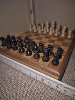 Retro NDK fa utazó sakk készlet (VEB Olbernhau) - Hiánytalan, dobozában!