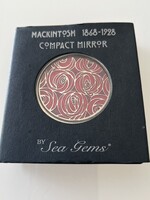 Sea Gems márkájú kompakt tükör Charles Rennie Mackintosh rózsa mintával, 6 cm átmérő