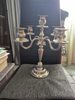 5 ágú ezüstözött gyertyatartó 36cm