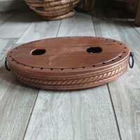 Érdekes régi réz melegen tartó alátét (32,5x17,5x5,8 cm)