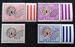 Fr1972-5(sz) / Franciaország 1976 Kelta érmék- Előbélyegzett bélyegsor postatiszta nagyrészt ívszéli