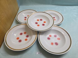 T3439 Henneberg Helena narancs-piros mintás mélytányér 5 db 23 cm