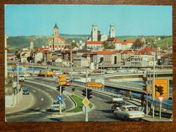 Képeslap, Németország, Passau, Schanzl híd, Szent István-dóm, Szent Salvator-templom