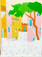 Mediterrán belső udvar -(olajfestmény, 60x80 cm)