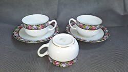 Rosenthal Bavaria 3 darab rózsás csésze és 2 alátét egyben