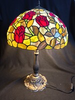 Large Tiffany Table Lamp (40 cm Diameter, Rose Pattern)