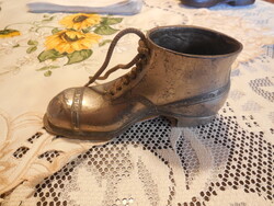 Fém cipőcske  , ónból , ezüstözve 16 cm