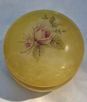 Vintage alabástrom ékszertartó doboz – Kézzel festett rózsás, hibátlan