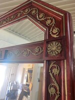 Réz rátétes historizáló mahagóni tükör 103X213 cm