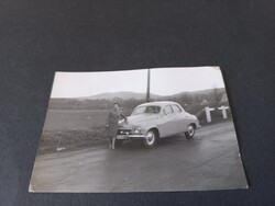 Régi fekete-fehér fotó, Skoda 1201 Zebegényben 1963-ban