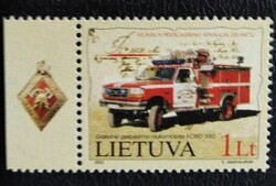 LIT793sz / Litvánia 2002 A vilniusi tűzoltóság bélyeg postatiszta ívszéli
