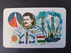 Régi  Kártyanaptár 1980 Az első szovjet -magyar közös űrrepülés emlékére - Farkas Bertalan
